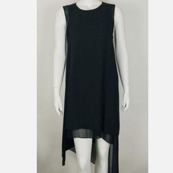 BCBGMAXAZRIA Asymmetric Lainey Dress Solid Black High Low Small Sleeveless M - Picture 1 of 7